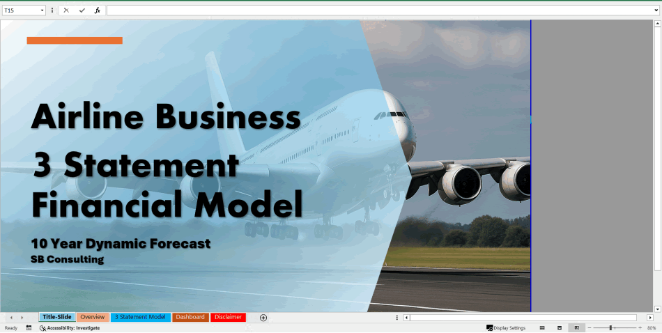 Airline Business 3 Statement Financial Model (Excel template (XLSX)) Preview Image