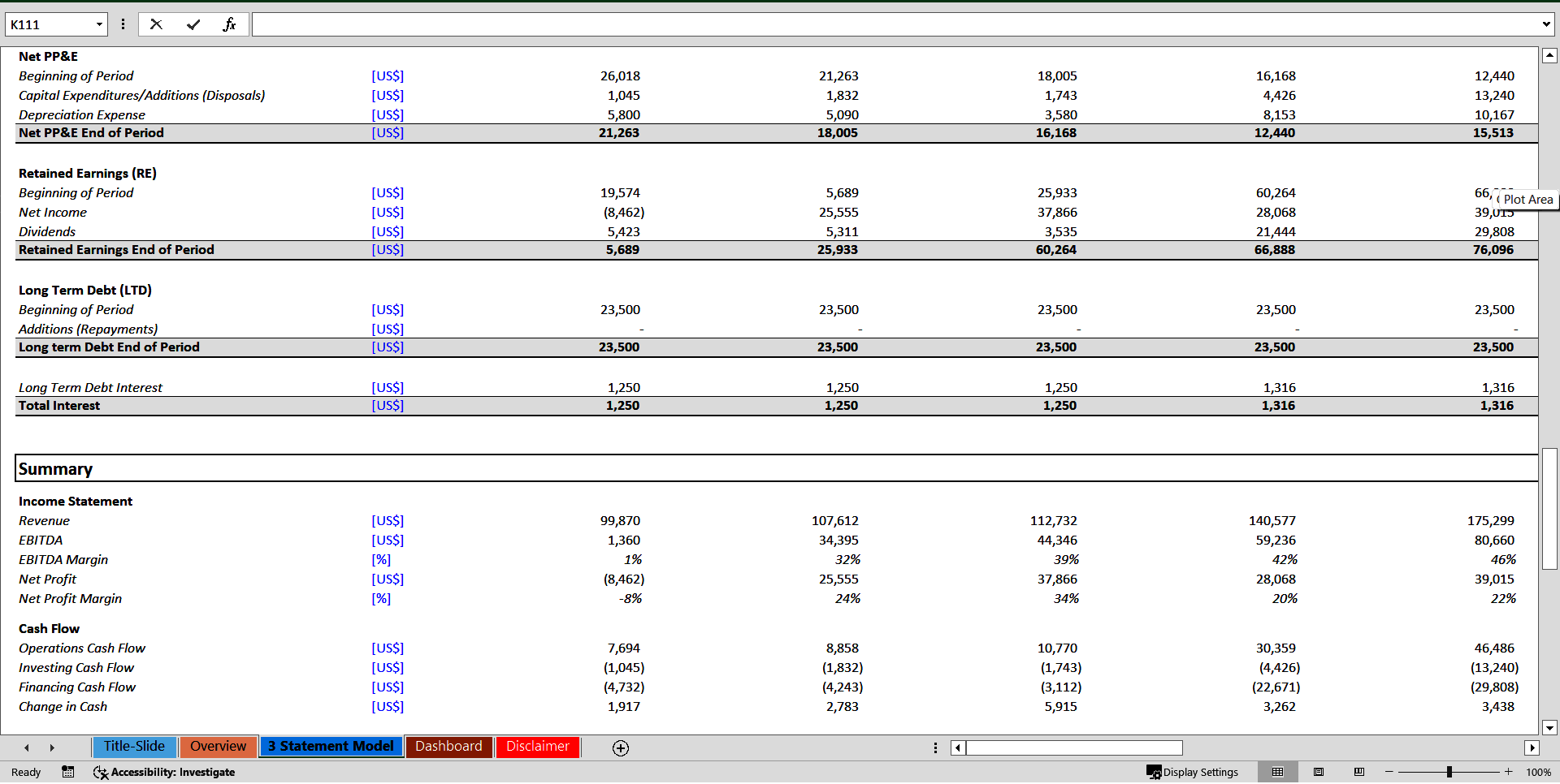 Airline Business 3 Statement Financial Model (Excel template (XLSX)) Preview Image