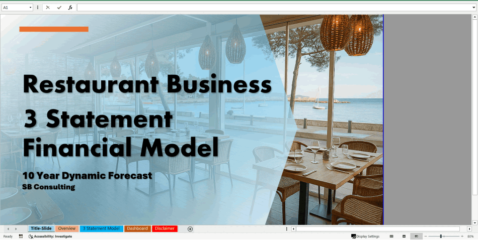 Restaurant Business 3 Statement Financial Model Template (Excel template (XLSX)) Preview Image
