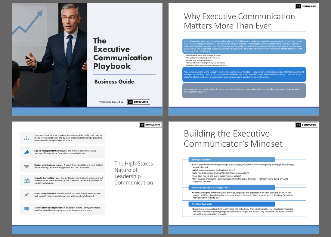 The Executive Communication Playbook (424-slide PPT PowerPoint presentation slide deck (PPTX)) Preview Image