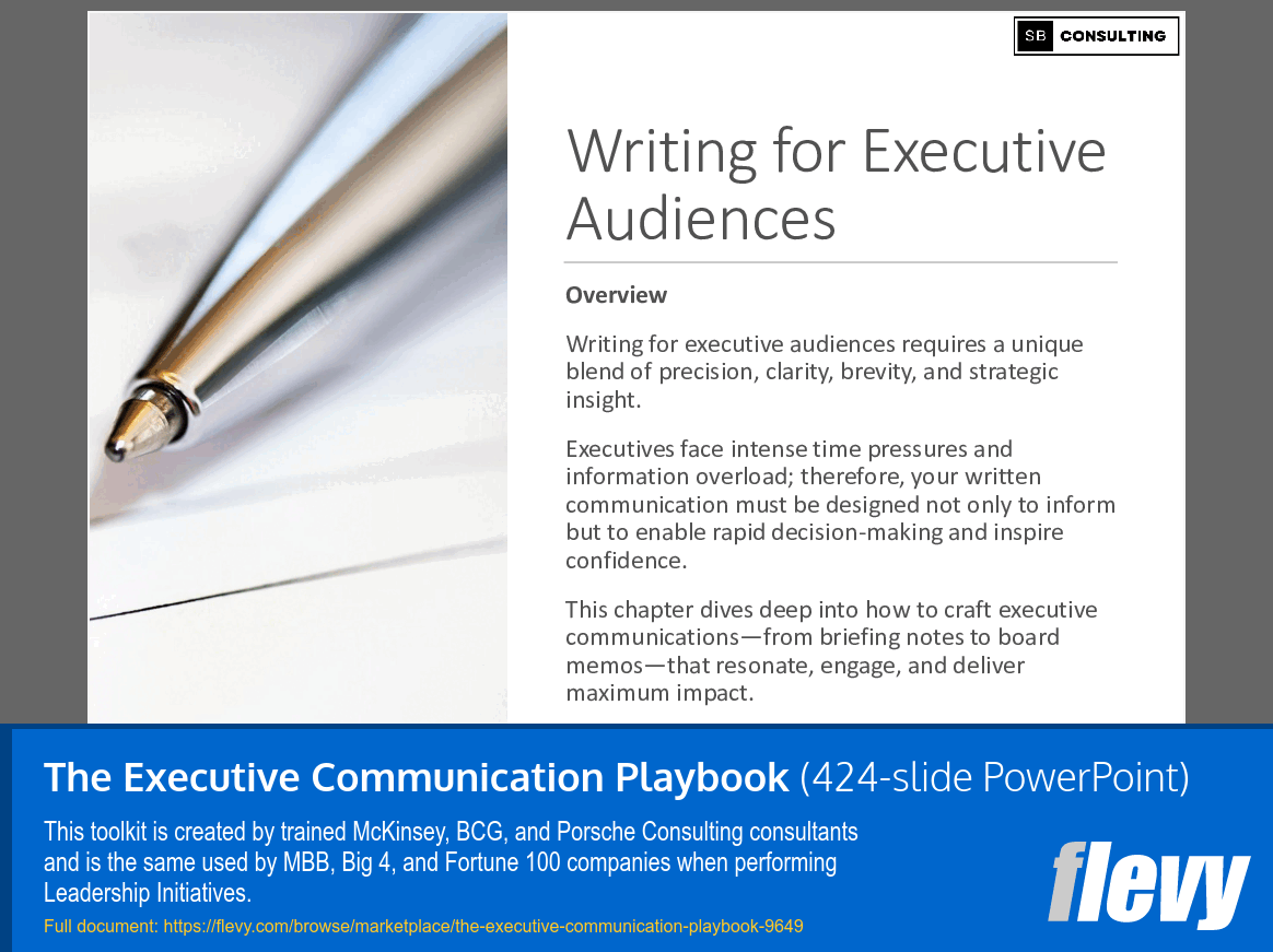 The Executive Communication Playbook (424-slide PPT PowerPoint presentation slide deck (PPTX)) Preview Image