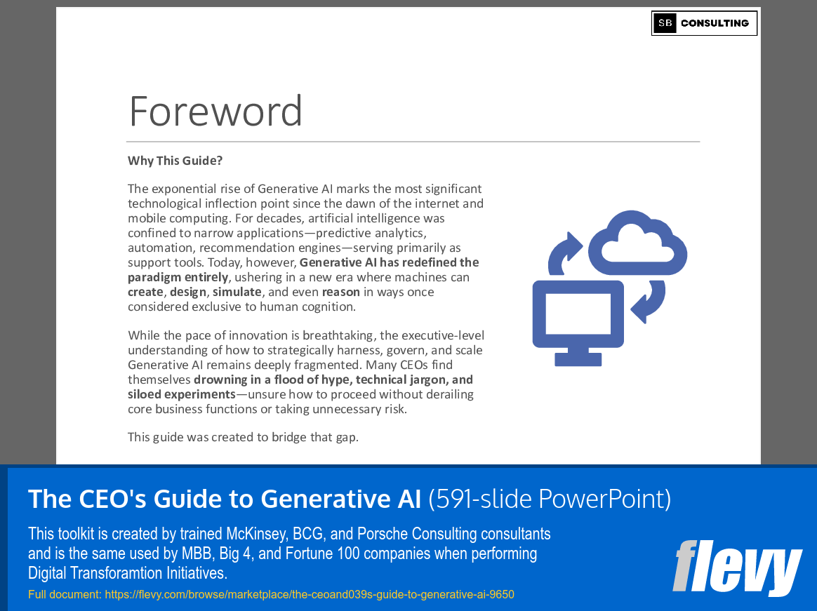 The CEO's Guide to Generative AI (591-slide PPT PowerPoint presentation slide deck (PPTX)) Preview Image