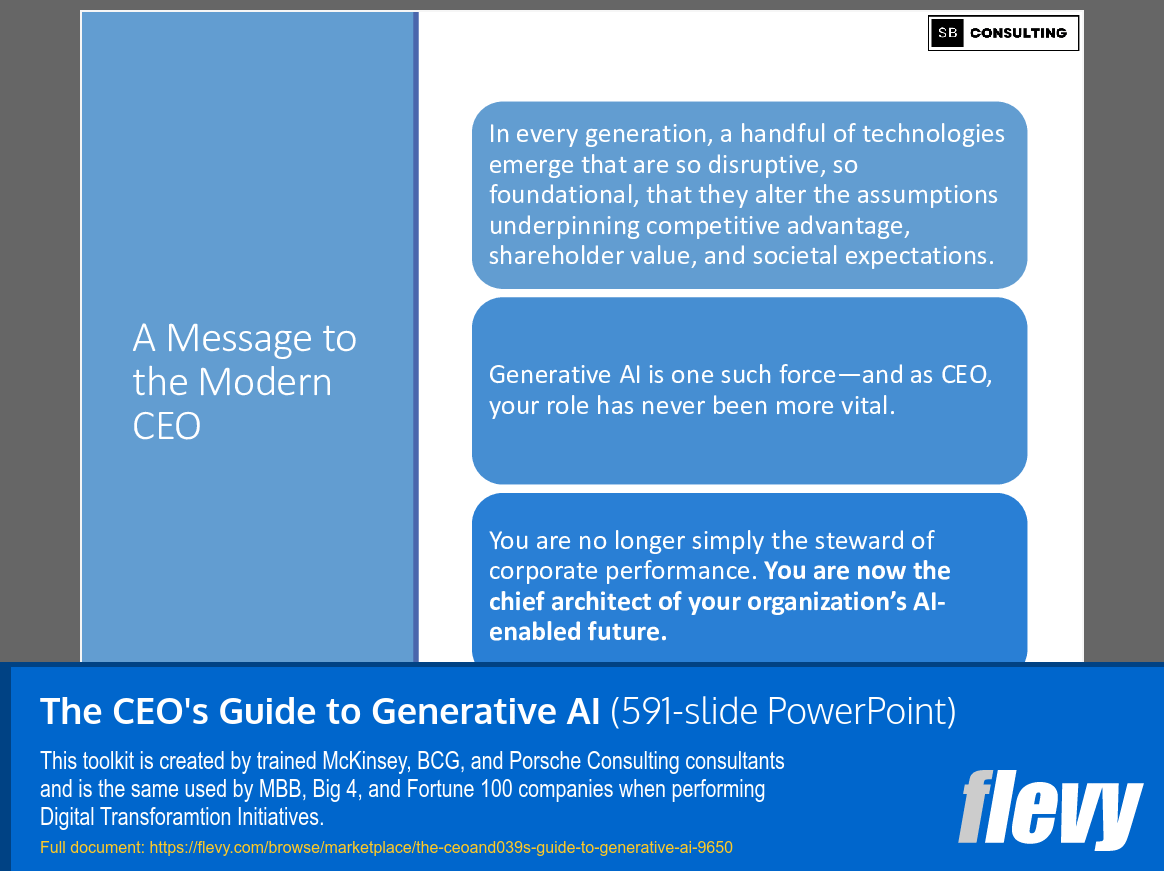 The CEO's Guide to Generative AI (591-slide PPT PowerPoint presentation slide deck (PPTX)) Preview Image