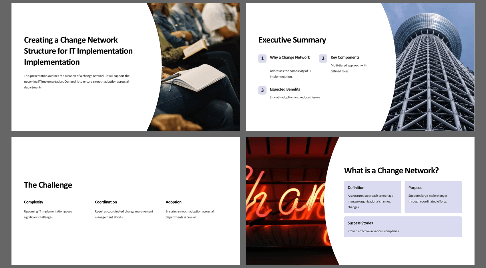 Creating a Change Network (15-slide PPT PowerPoint presentation slide deck (PPTX)) Preview Image