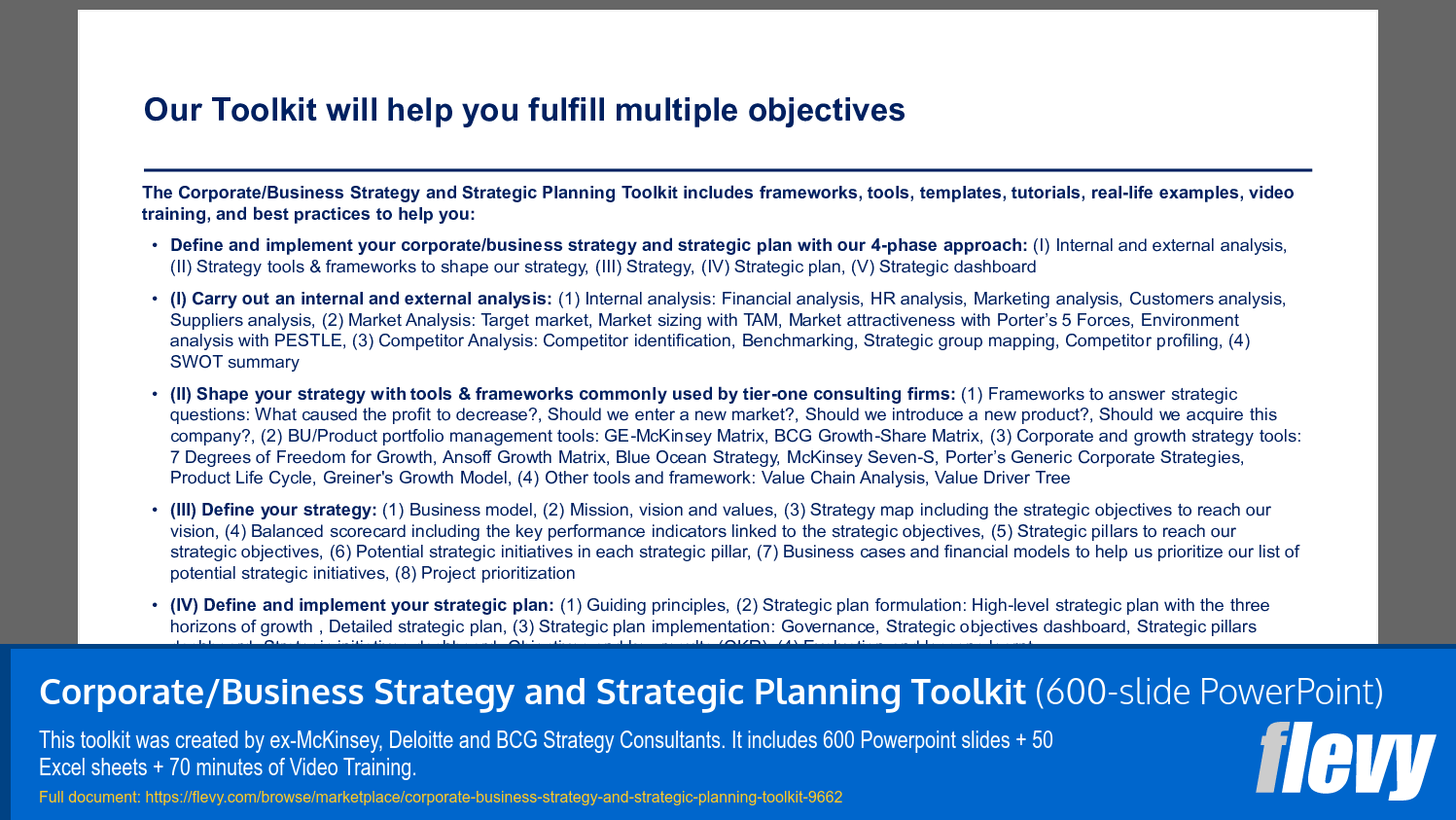 Corporate/Business Strategy and Strategic Planning Toolkit (28-slide PPT PowerPoint presentation slide deck (PPTX)) Preview Image