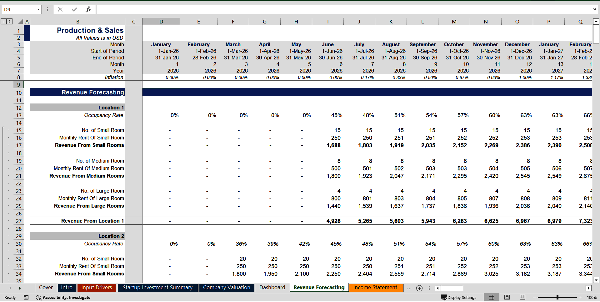 Ready To Use Self Storage Facility Financial Model Template (Excel template (XLSX)) Preview Image