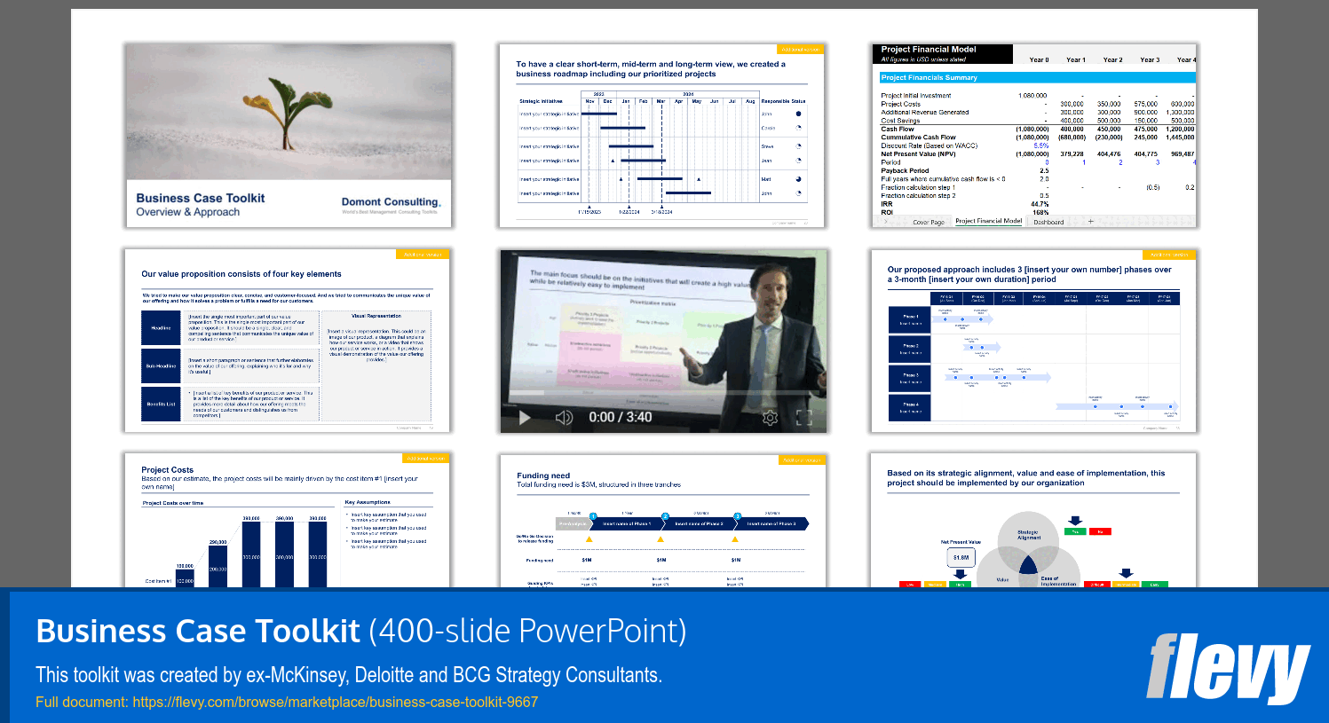 Business Case Toolkit (19-slide PPT PowerPoint presentation slide deck (PPTX)) Preview Image