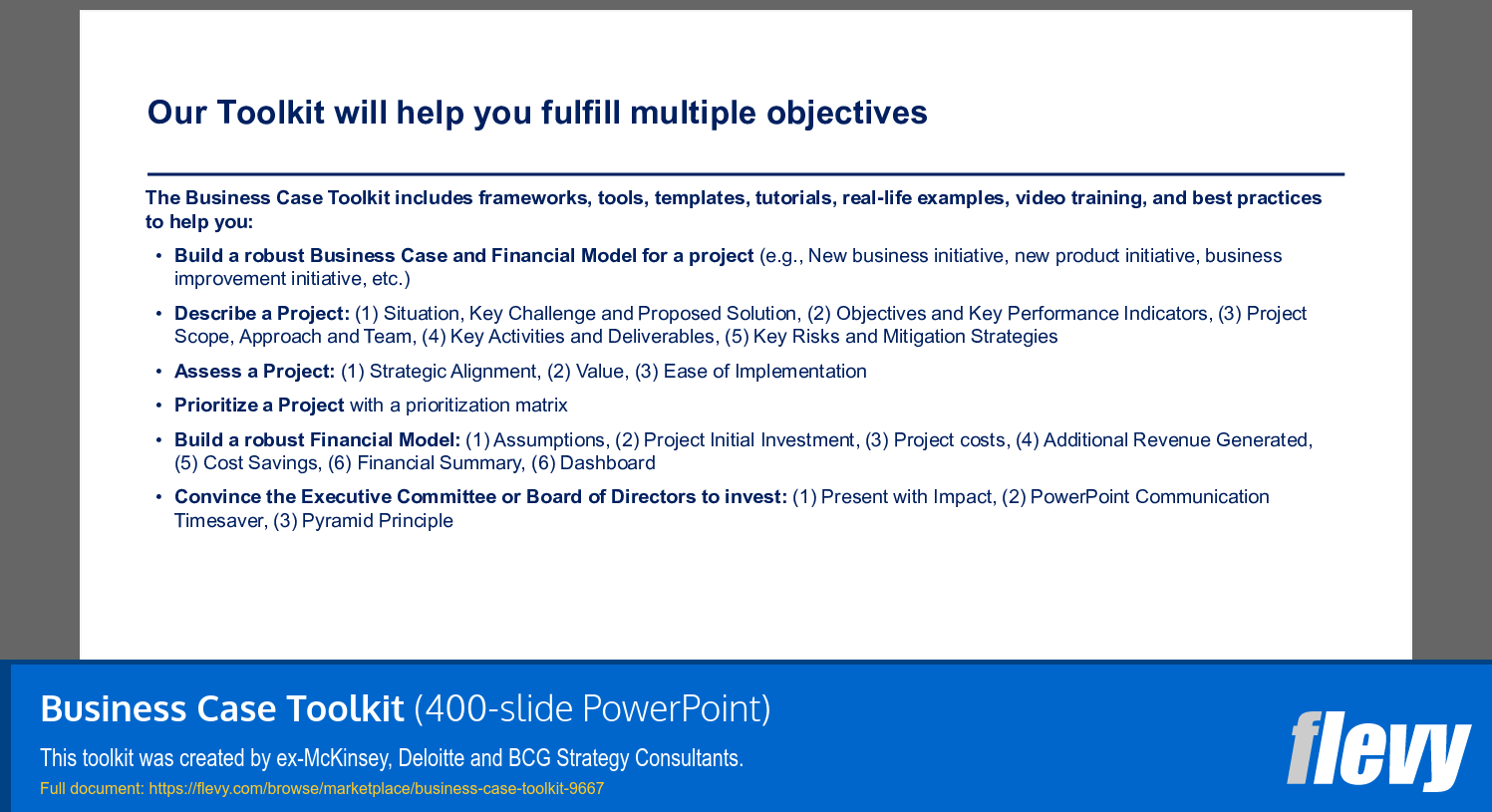 Business Case Toolkit (19-slide PPT PowerPoint presentation slide deck (PPTX)) Preview Image