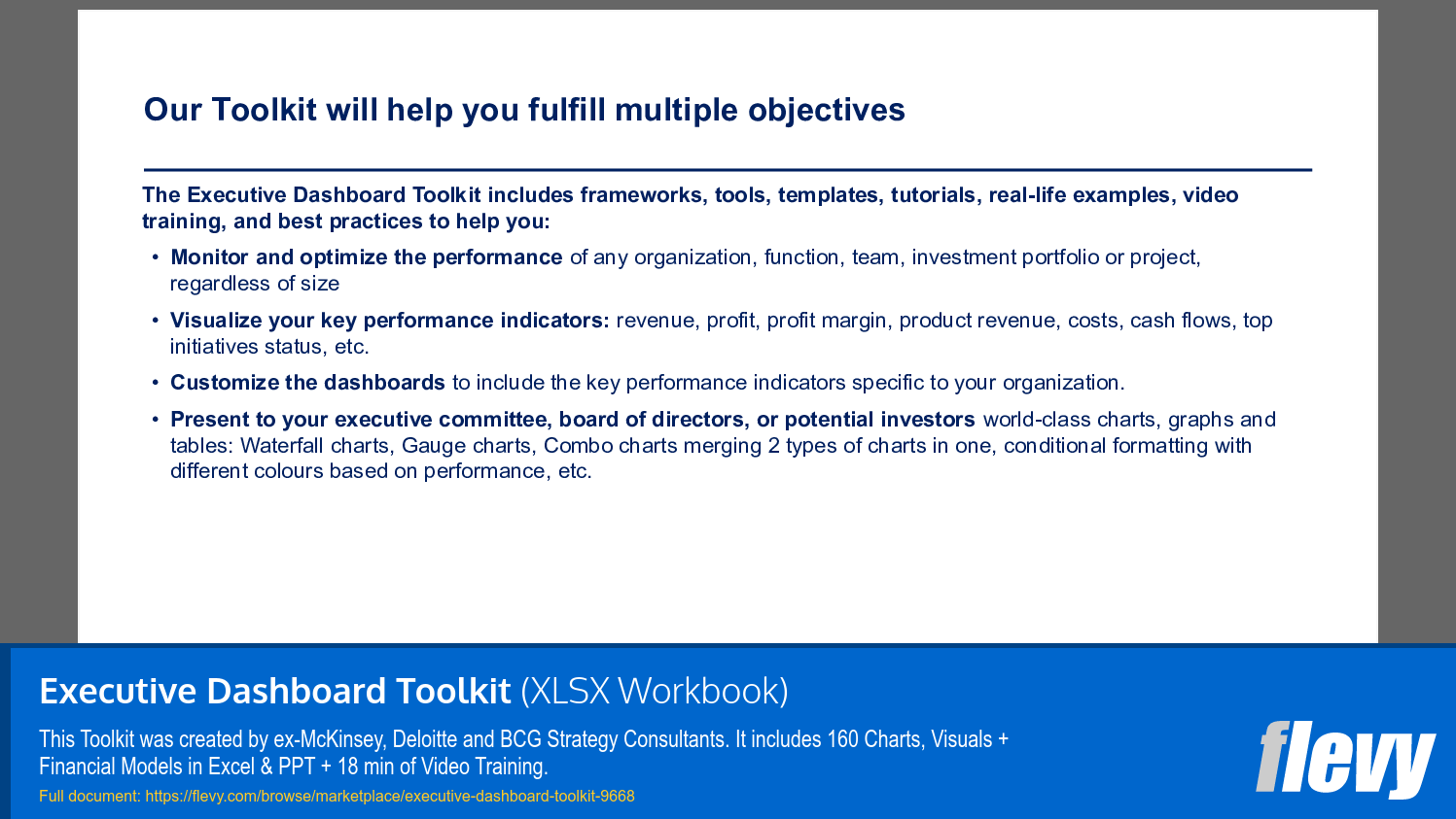 Executive Dashboard Toolkit (16-slide PPT PowerPoint presentation slide deck (PPTX)) Preview Image