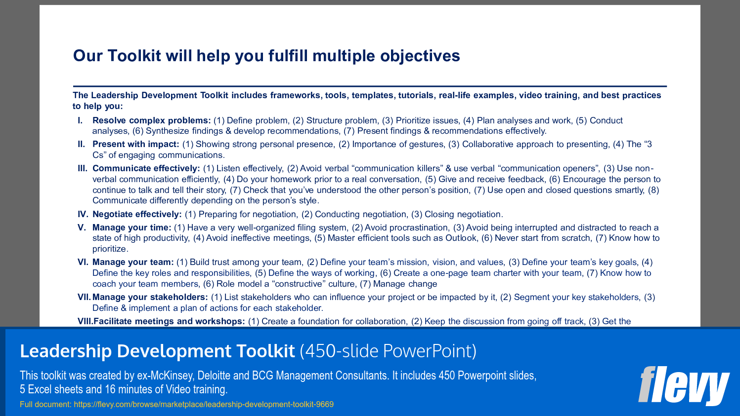 Leadership Development Toolkit (20-slide PPT PowerPoint presentation slide deck (PPTX)) Preview Image