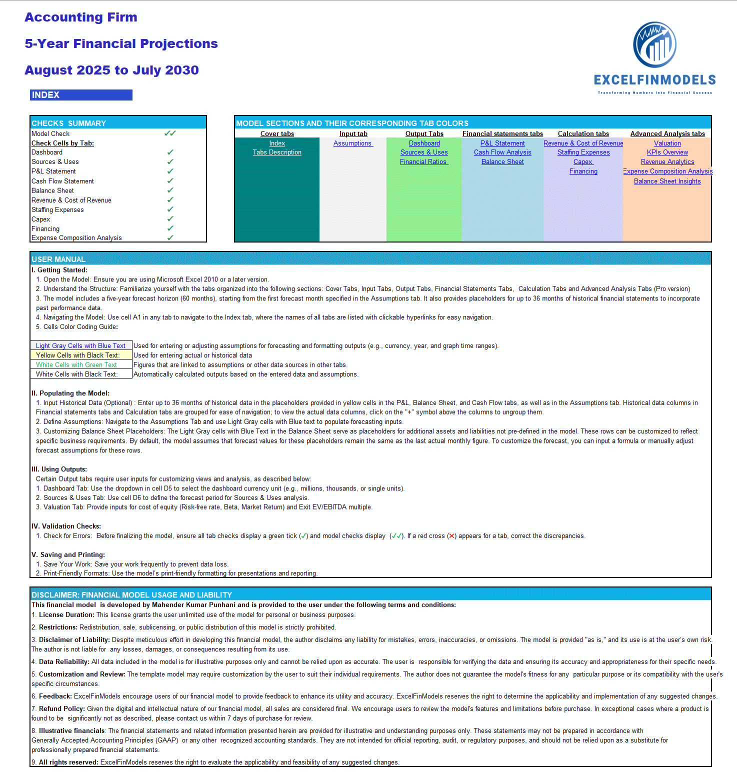 Accounting Firm Financial Forecast Model (Excel template (XLSX)) Preview Image
