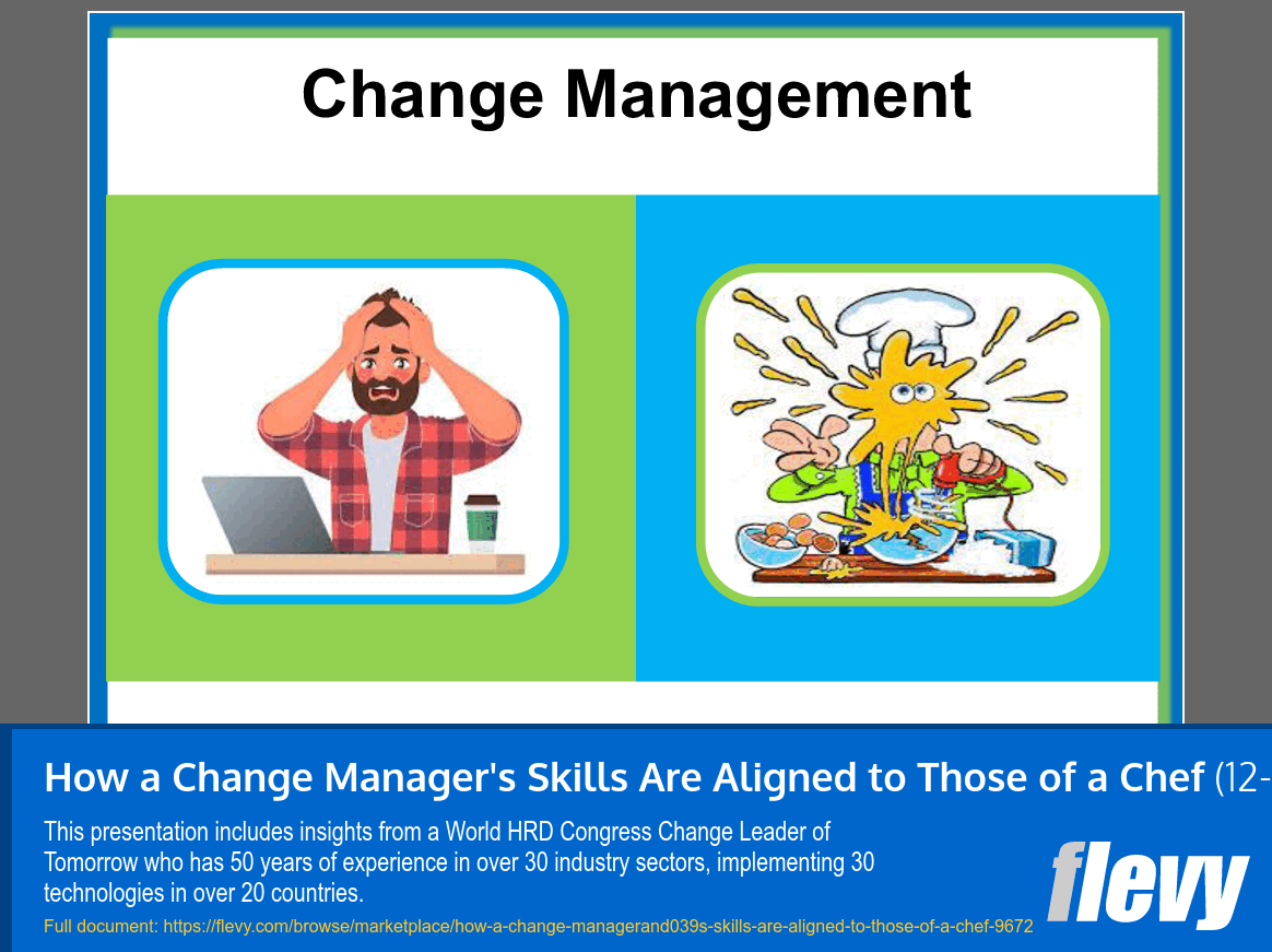 How a Change Manager's Skills Are Aligned to Those of a Chef (12-slide PPT PowerPoint presentation slide deck (PPT)) Preview Image