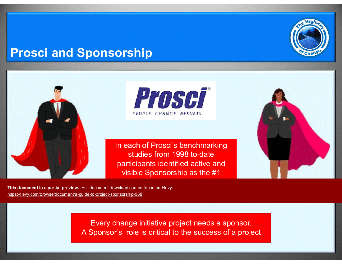 This is a partial preview of A Guide to Project Sponsorship (23-slide PowerPoint presentation (PPTX)). Full document is 23 slides. 