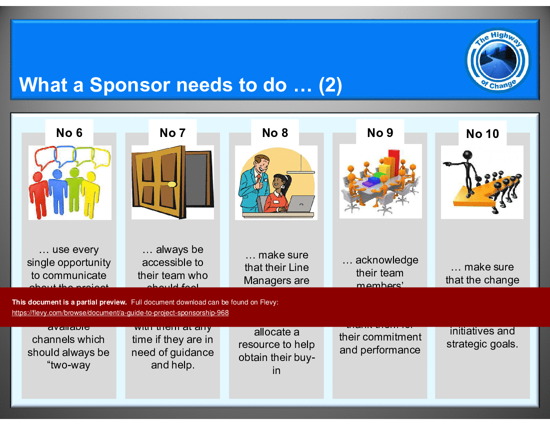 A Guide to Project Sponsorship (23-slide PowerPoint presentation (PPTX)) Preview Image