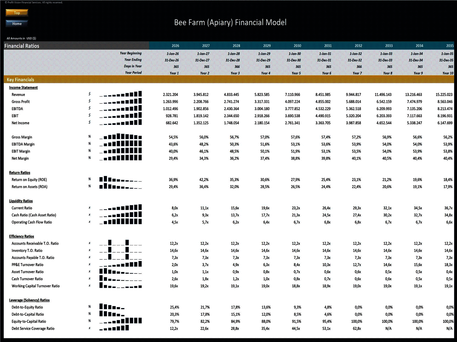 Bee Farm (Apiary) – 10 Year Financial Model (Excel template (XLSX)) Preview Image