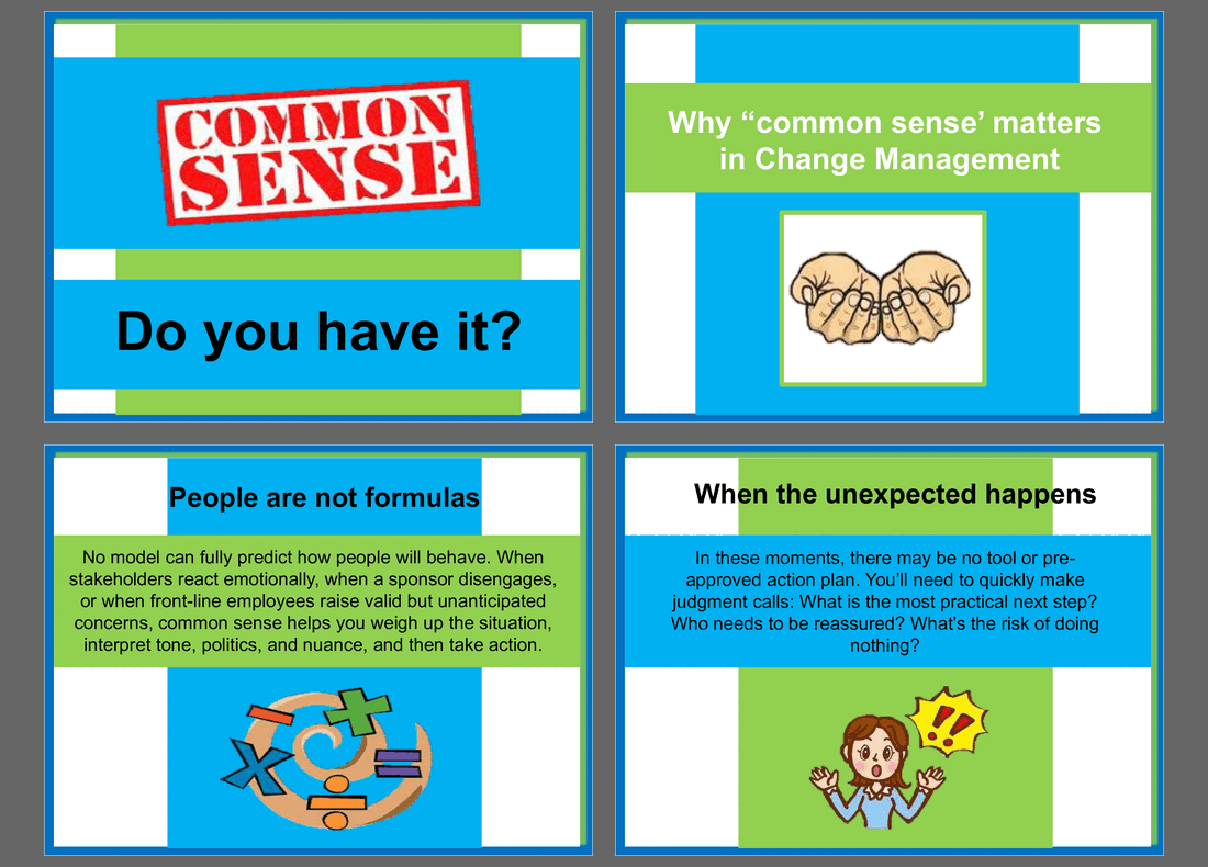 Change Managers and the Importance of Common Sense (19-slide PPT PowerPoint presentation slide deck (PPT)) Preview Image