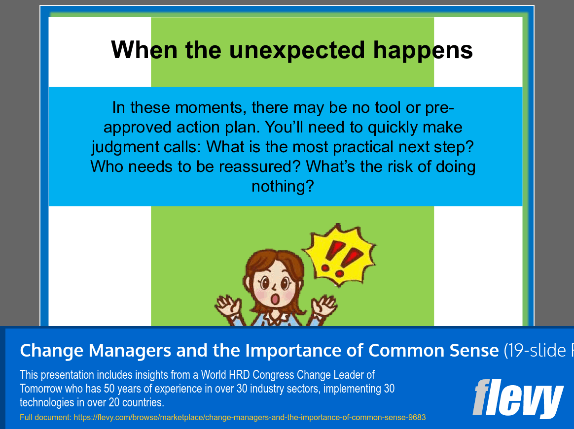 Change Managers and the Importance of Common Sense (19-slide PPT PowerPoint presentation slide deck (PPT)) Preview Image
