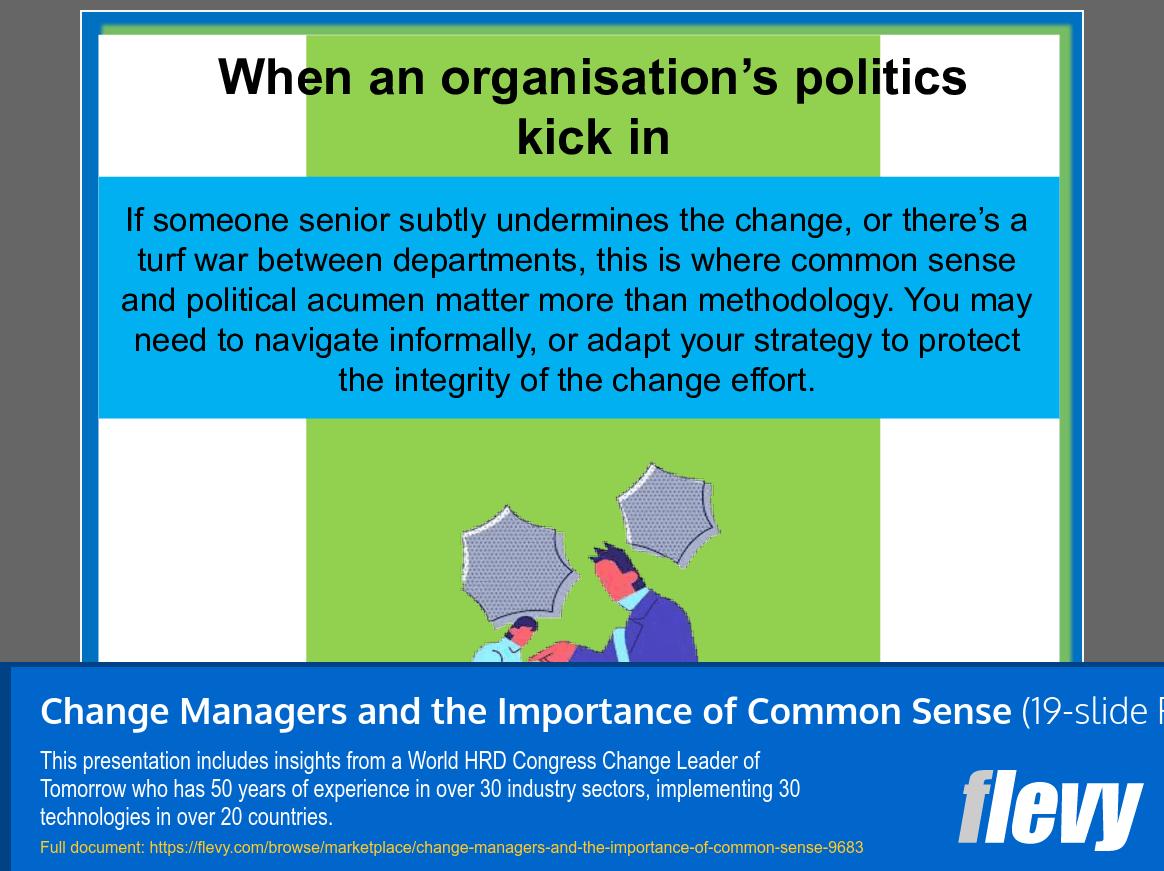 Change Managers and the Importance of Common Sense (19-slide PPT PowerPoint presentation slide deck (PPT)) Preview Image