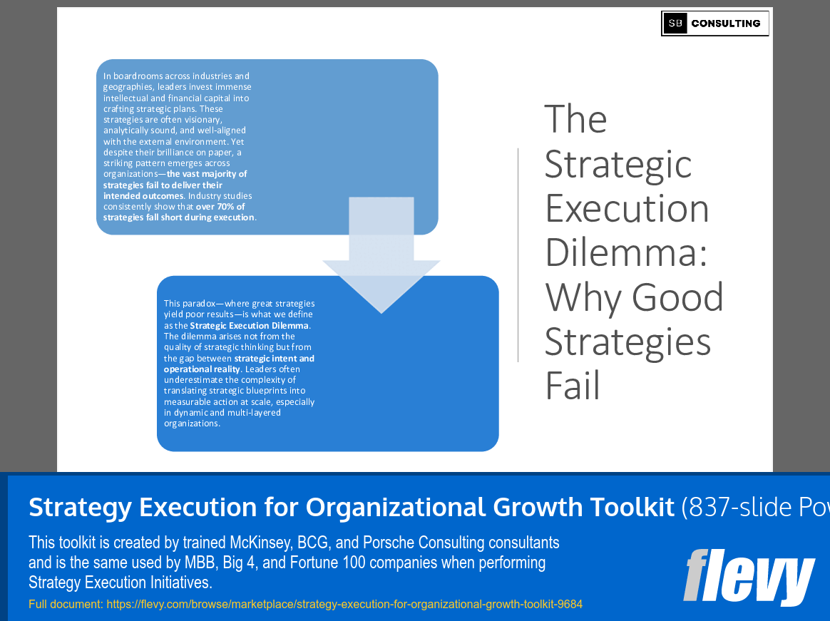 Strategy Execution for Organizational Growth Toolkit (837-slide PPT PowerPoint presentation slide deck (PPTX)) Preview Image