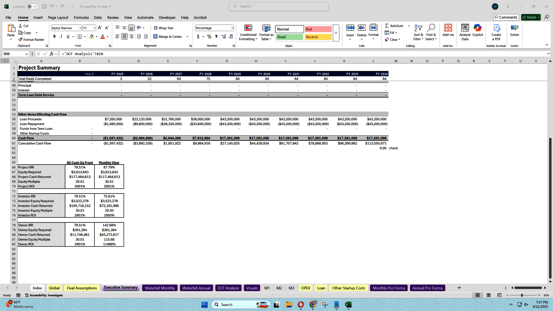 10-Year Fix and Flip Cash Flow Planning Tool (Excel template (XLSX)) Preview Image