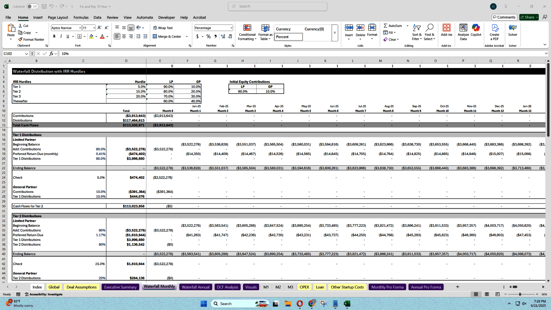 10-Year Fix and Flip Cash Flow Planning Tool (Excel template (XLSX)) Preview Image