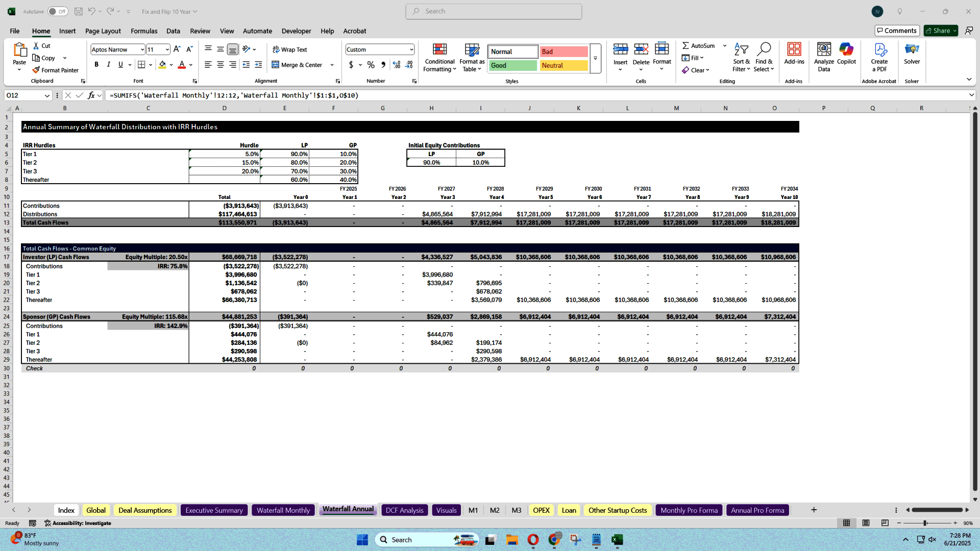 10-Year Fix and Flip Cash Flow Planning Tool (Excel template (XLSX)) Preview Image