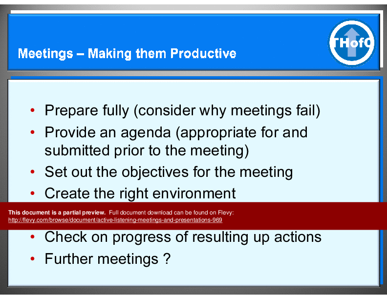 Active Listening, Meetings and Presentations (36-slide PPT PowerPoint presentation (PPT)) Preview Image