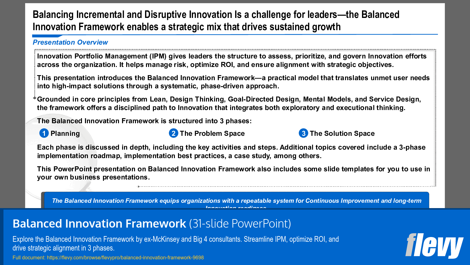 Balanced Innovation Framework (31-slide PPT PowerPoint presentation slide deck (PPTX)) Preview Image