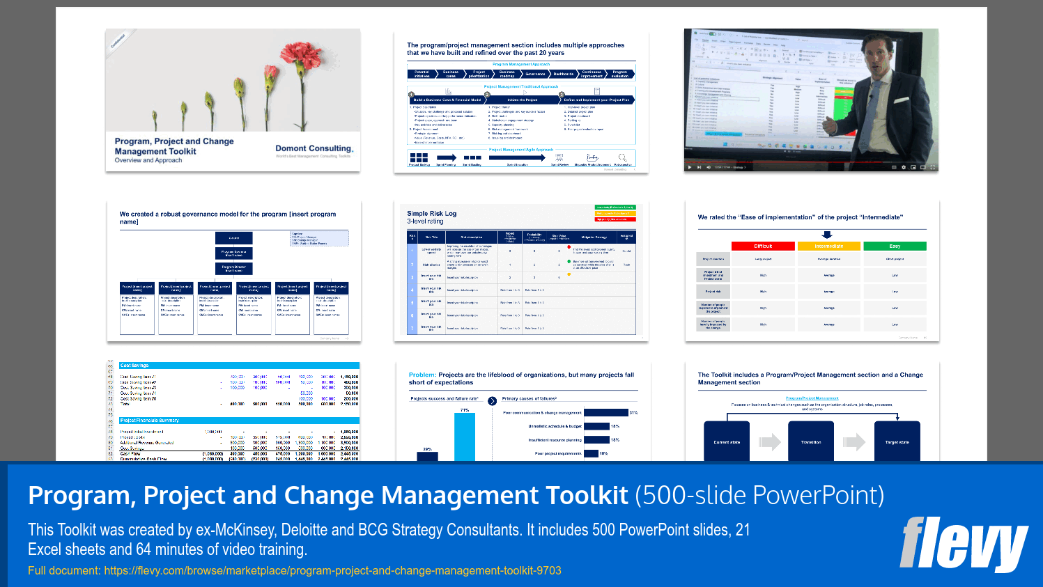 Program, Project and Change Management Toolkit (500-slide PPT PowerPoint presentation slide deck (PPTX)) Preview Image