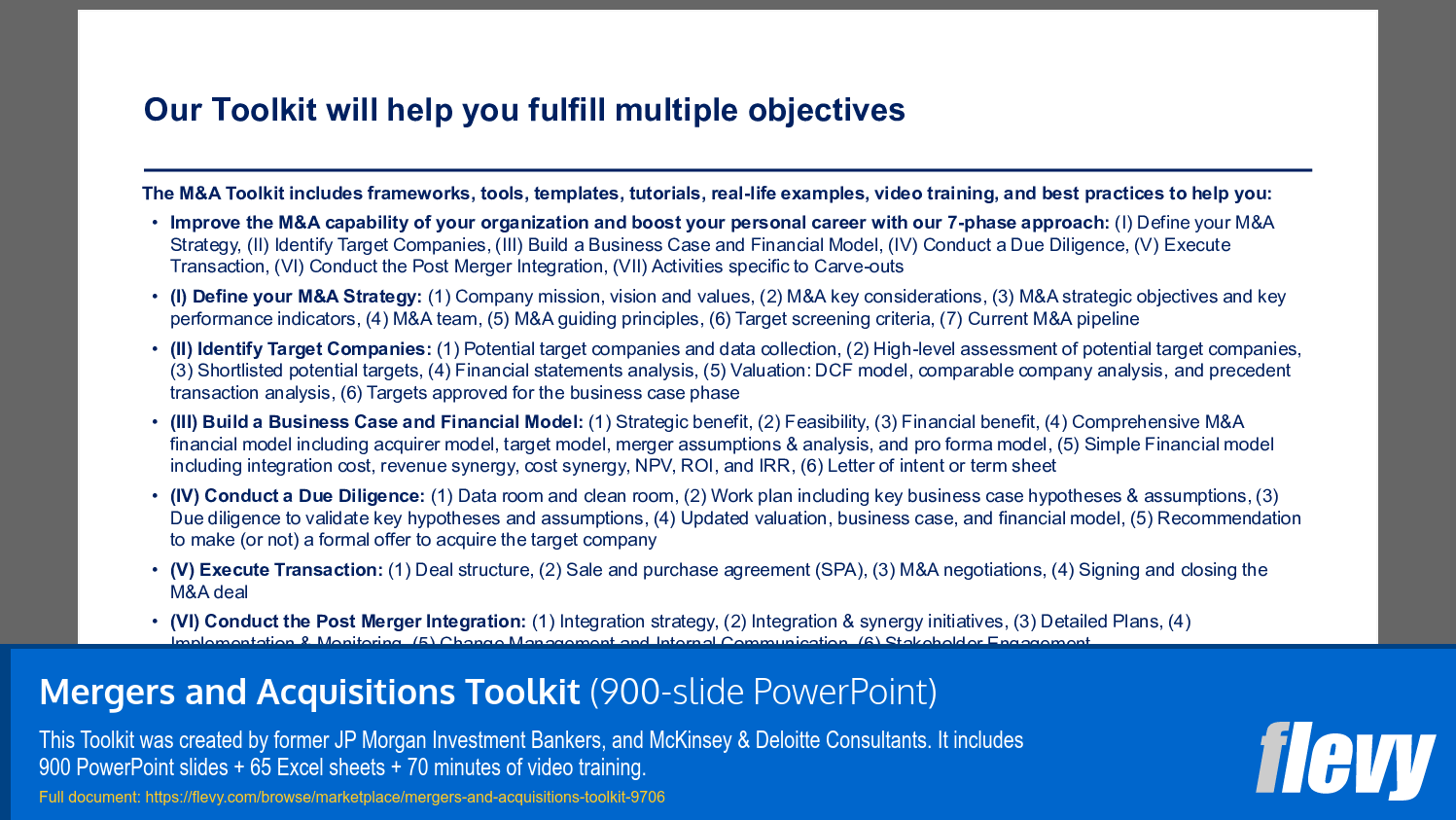Mergers and Acquisitions Toolkit (900-slide PPT PowerPoint presentation slide deck (PPTX)) Preview Image