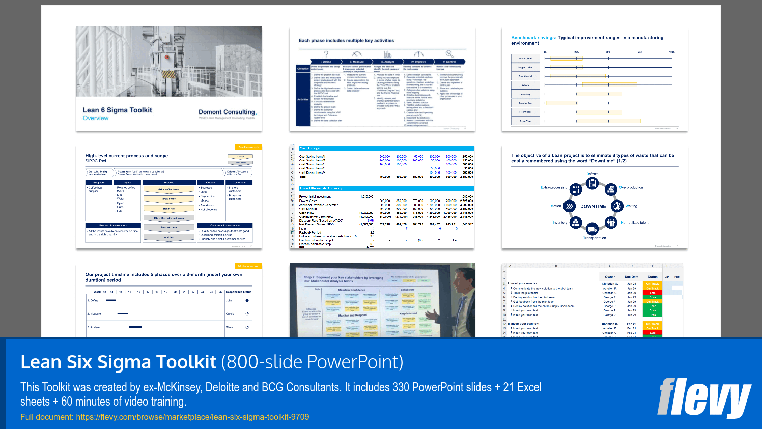 Lean Six Sigma Toolkit (800-slide PPT PowerPoint presentation slide deck (PPTX)) Preview Image