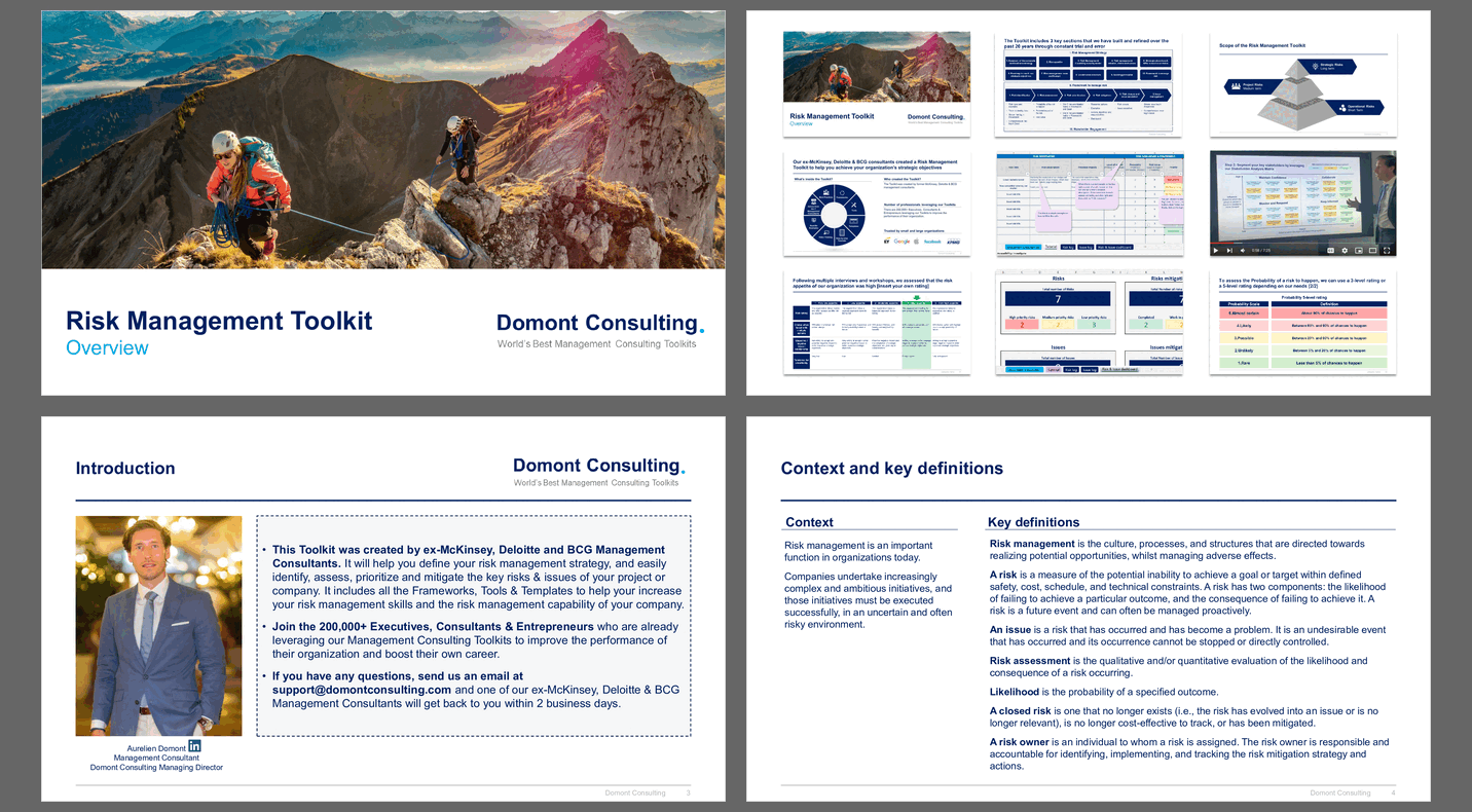 Risk Management Toolkit (130-slide PPT PowerPoint presentation slide deck (PPTX)) Preview Image