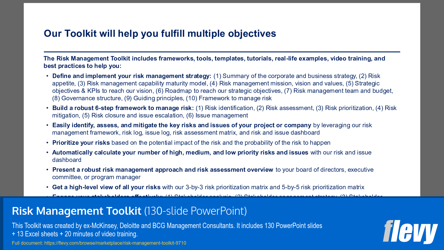 Risk Management Toolkit (130-slide PPT PowerPoint presentation slide deck (PPTX)) Preview Image