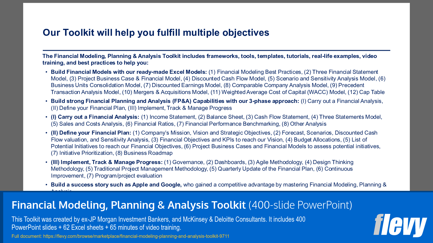Financial Modeling, Planning & Analysis Toolkit (400-slide PPT PowerPoint presentation slide deck (PPTX)) Preview Image