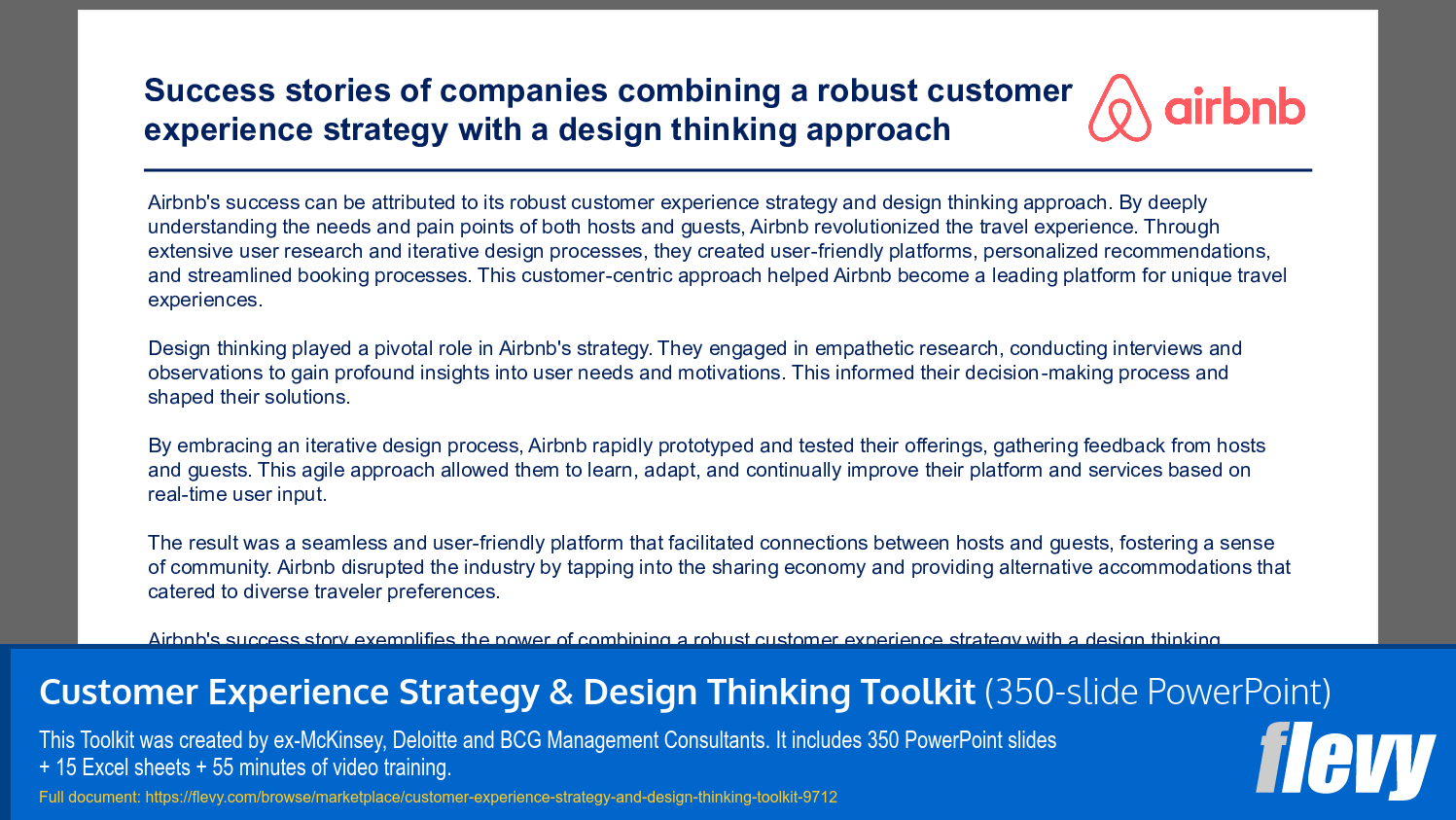 Customer Experience Strategy & Design Thinking Toolkit (350-slide PPT PowerPoint presentation slide deck (PPTX)) Preview Image