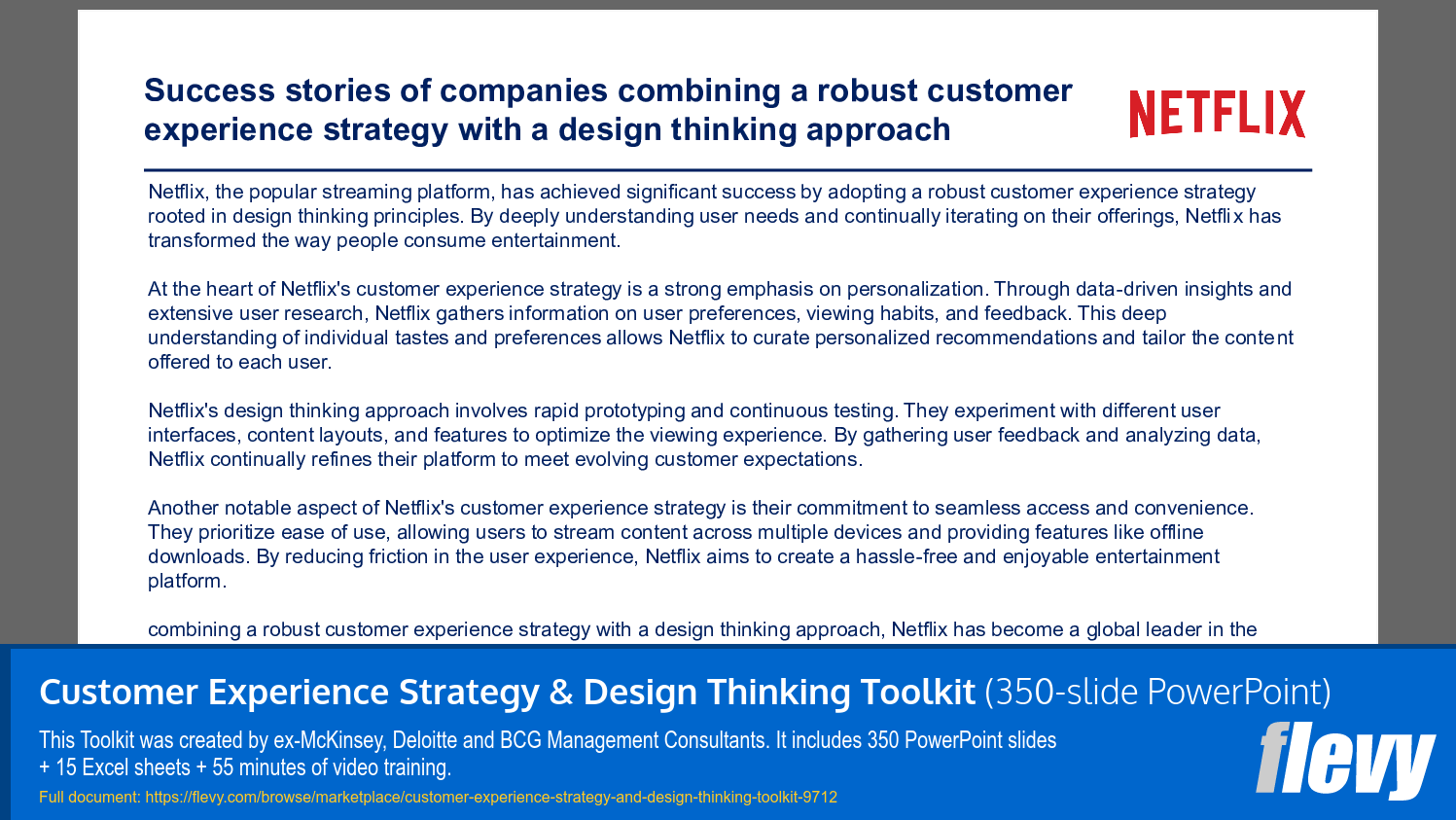 Customer Experience Strategy & Design Thinking Toolkit (350-slide PPT PowerPoint presentation slide deck (PPTX)) Preview Image
