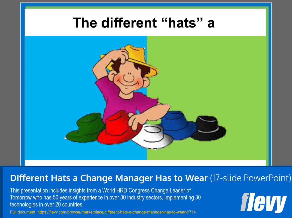 Different Hats a Change Manager Has to Wear (17-slide PPT PowerPoint presentation slide deck (PPT)) Preview Image