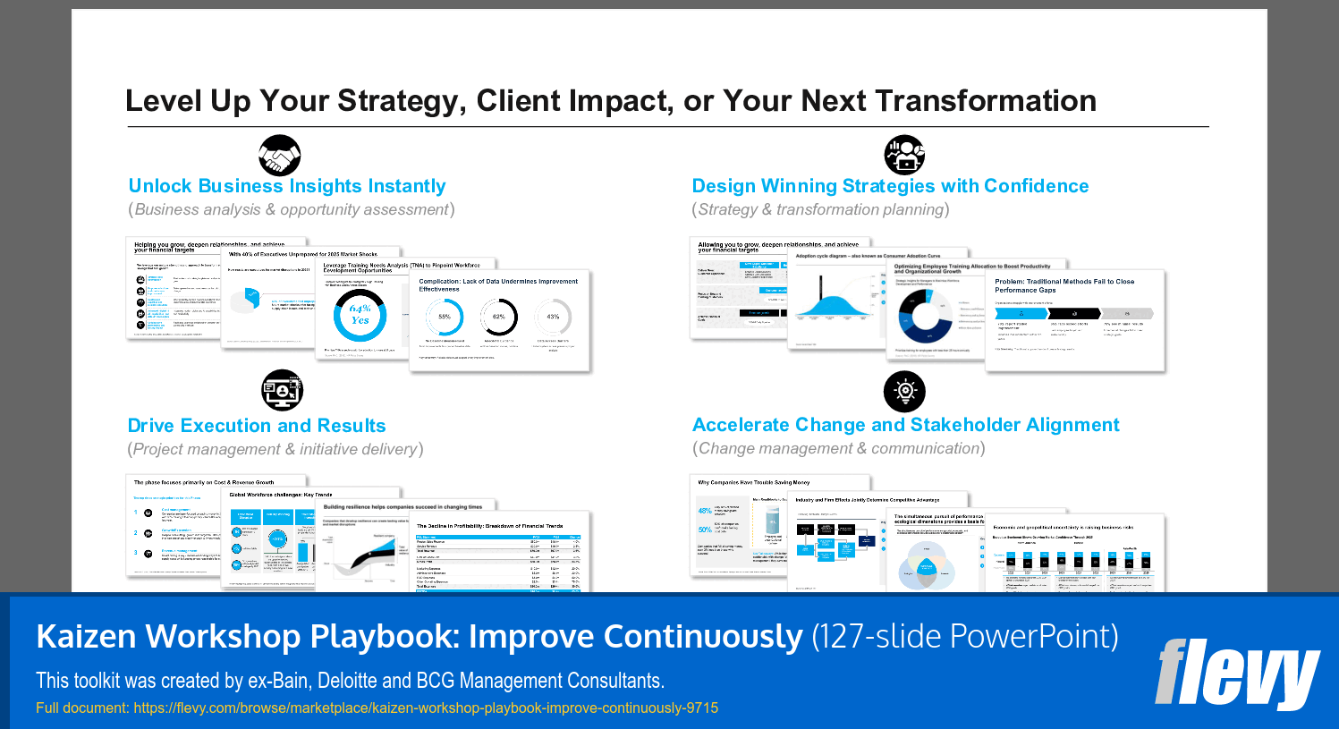 Kaizen Workshop Playbook: Improve Continuously (127-slide PPT PowerPoint presentation slide deck (PPTX)) Preview Image