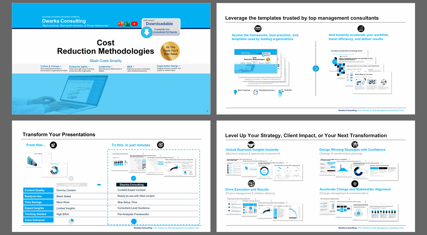 Cost Reduction Methodologies: Slash Costs Smartly (131-slide PPT PowerPoint presentation slide deck (PPTX)) Preview Image