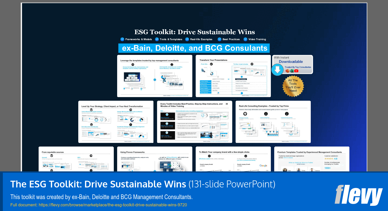 The ESG Toolkit: Drive Sustainable Wins (131-slide PPT PowerPoint presentation slide deck (PPTX)) Preview Image