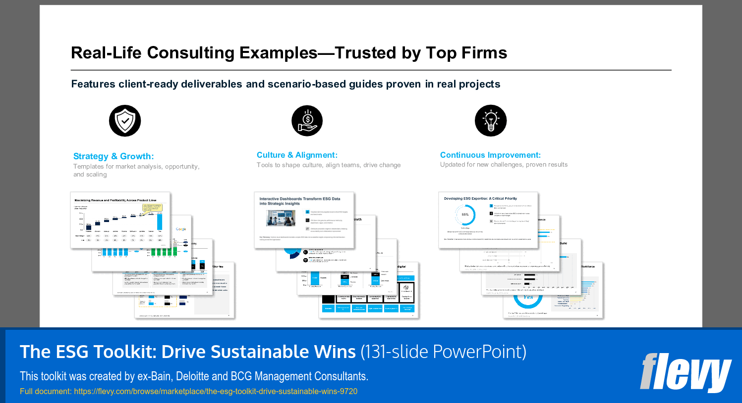 The ESG Toolkit: Drive Sustainable Wins (131-slide PPT PowerPoint presentation slide deck (PPTX)) Preview Image