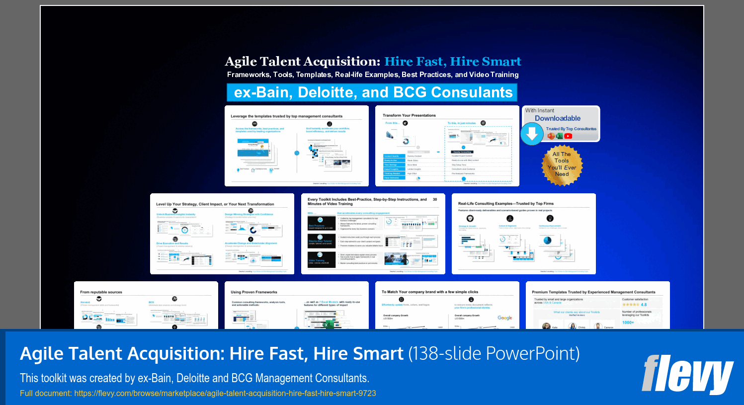 Agile Talent Acquisition: Hire Fast, Hire Smart (138-slide PPT PowerPoint presentation slide deck (PPTX)) Preview Image