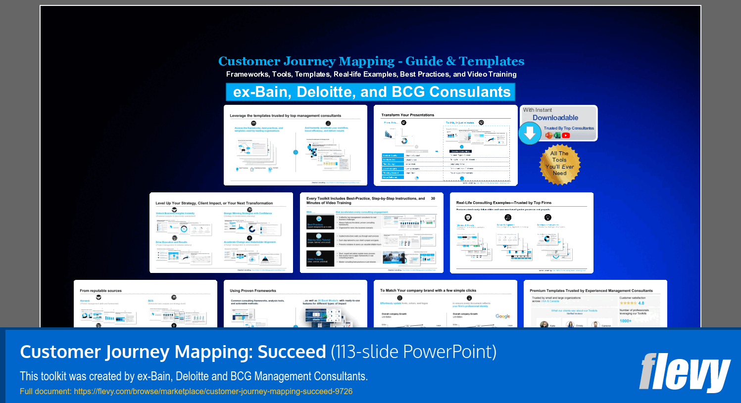Customer Journey Mapping: Succeed (113-slide PPT PowerPoint presentation slide deck (PPTX)) Preview Image
