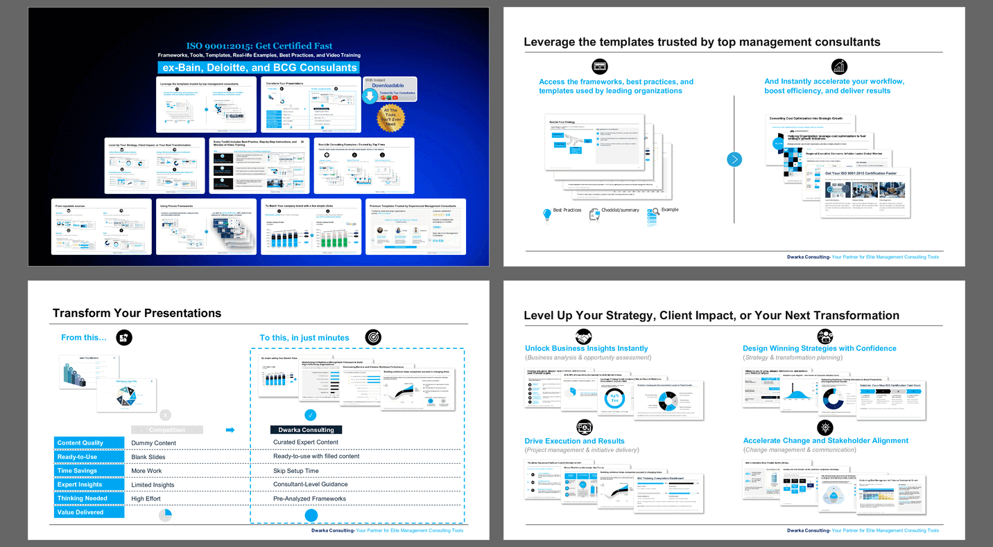 ISO 9001:2015: Get Certified Fast (114-slide PPT PowerPoint presentation slide deck (PPTX)) Preview Image