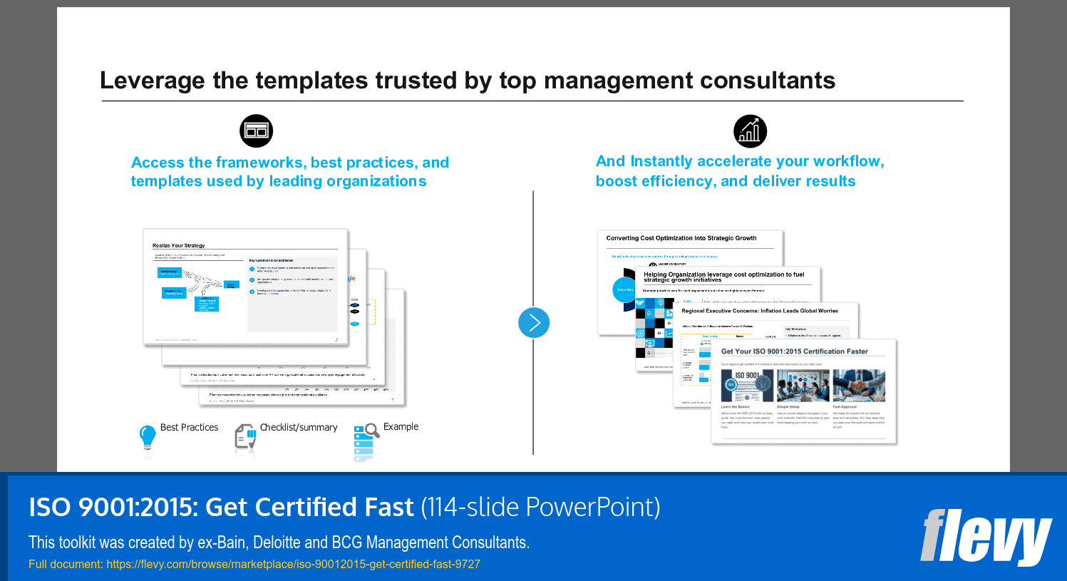 ISO 9001:2015: Get Certified Fast (114-slide PPT PowerPoint presentation slide deck (PPTX)) Preview Image