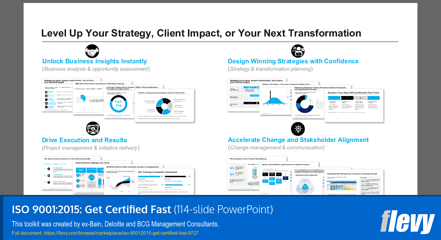 ISO 9001:2015: Get Certified Fast (114-slide PPT PowerPoint presentation slide deck (PPTX)) Preview Image