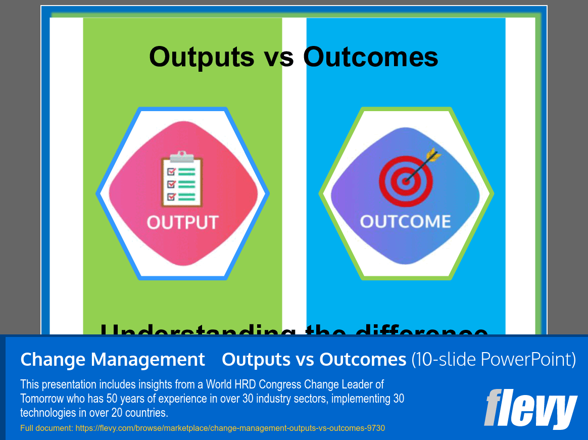 Change Management … Outputs vs Outcomes (10-slide PPT PowerPoint presentation slide deck (PPT)) Preview Image