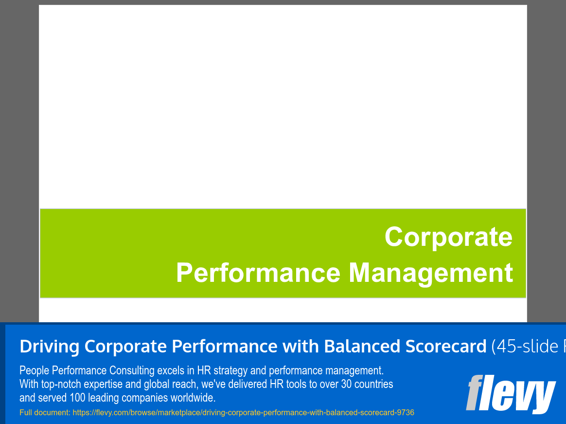 Driving Corporate Performance with Balanced Scorecard (45-slide PPT PowerPoint presentation slide deck (PPTX)) Preview Image