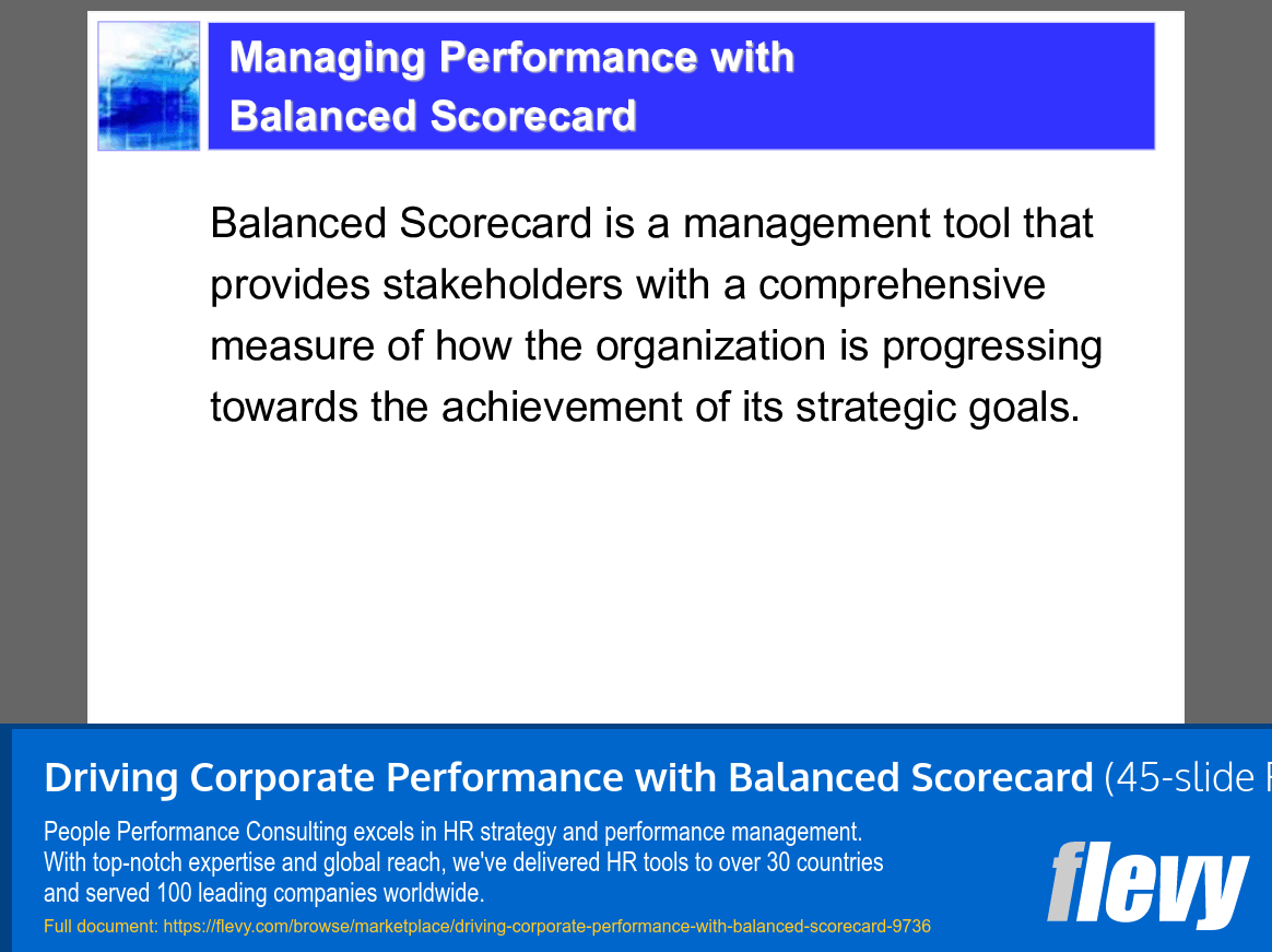 Driving Corporate Performance with Balanced Scorecard (45-slide PPT PowerPoint presentation slide deck (PPTX)) Preview Image