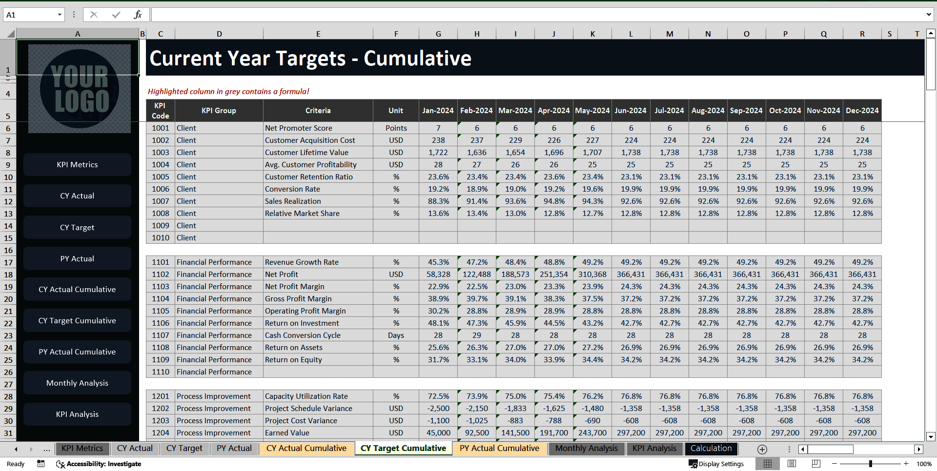 Management KPI Excel Template (Excel template (XLSX)) Preview Image